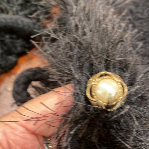 Set of 2: purse, black with pearl closure Handknit/felted. Also 62” knit scarf. - Picture 5 of 7